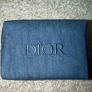 Christian Dior Blue Denim Makeup Bag Cosmetic Pouch with CD Star Charm